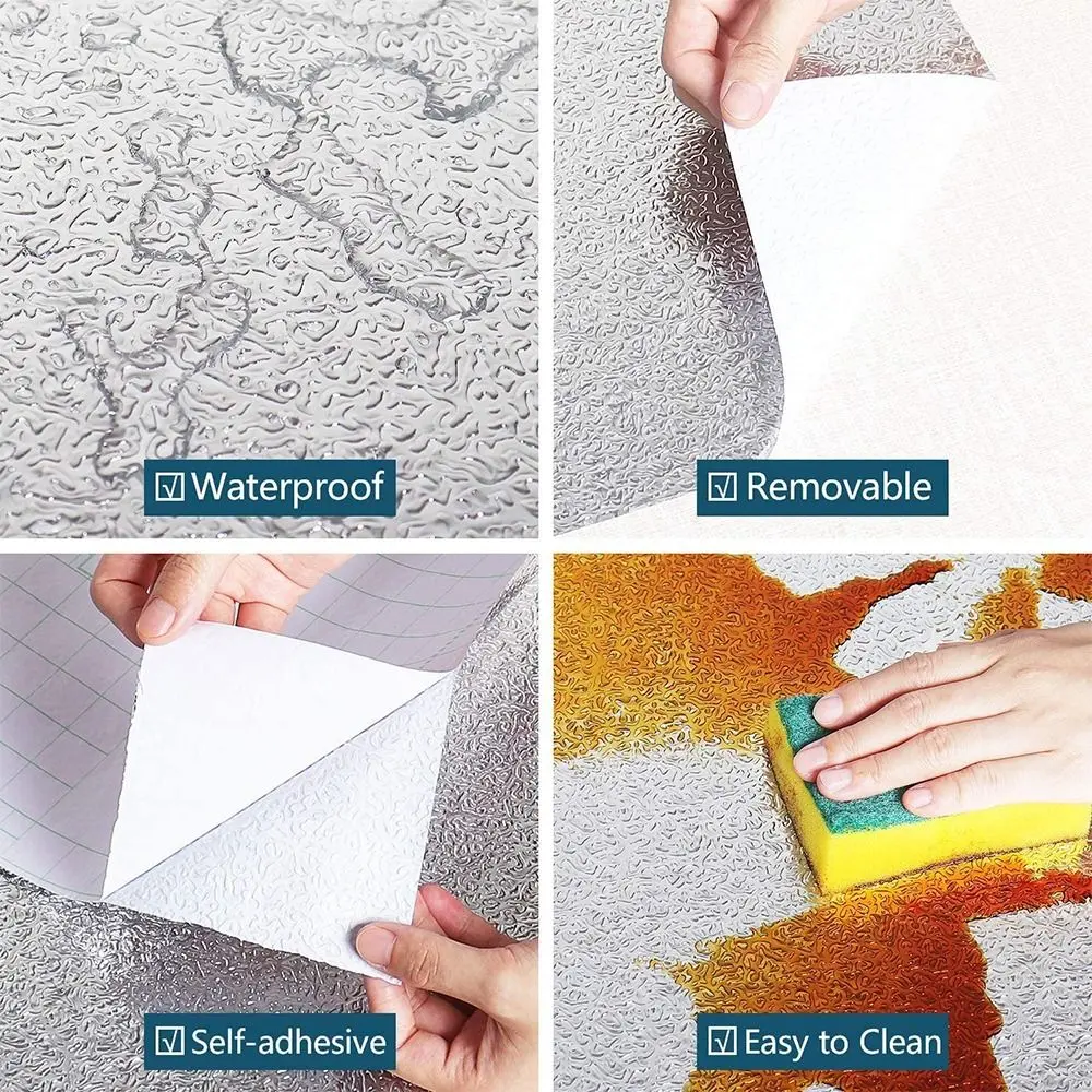 1 Roll Waterproof Aluminum Foil Wallpaper Cabinet Contact Papers Kitchen Oil-proof Self Adhesive Stickers Anti Fouling