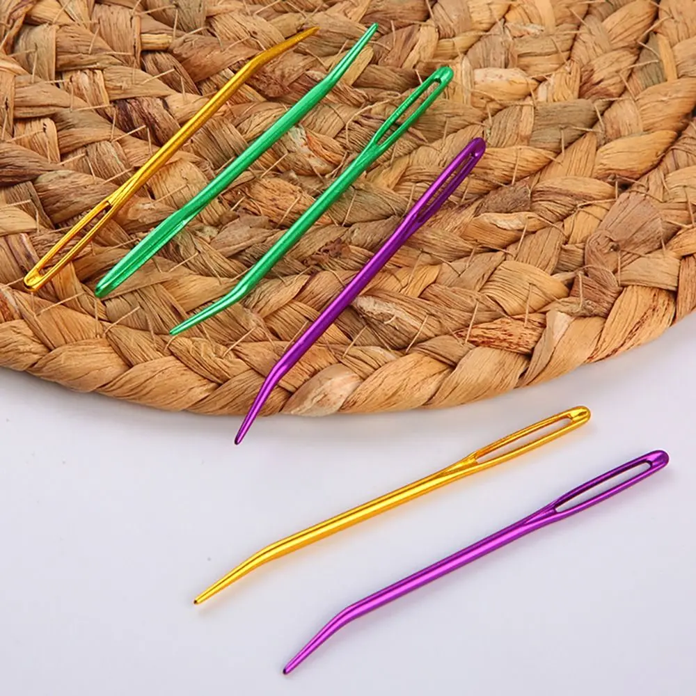 2pcs Sewing Big Eye Bent Needle Aluminum Bent Tip Tapestry Darning Knitting Needles Needlework Crafts DIY Accessories