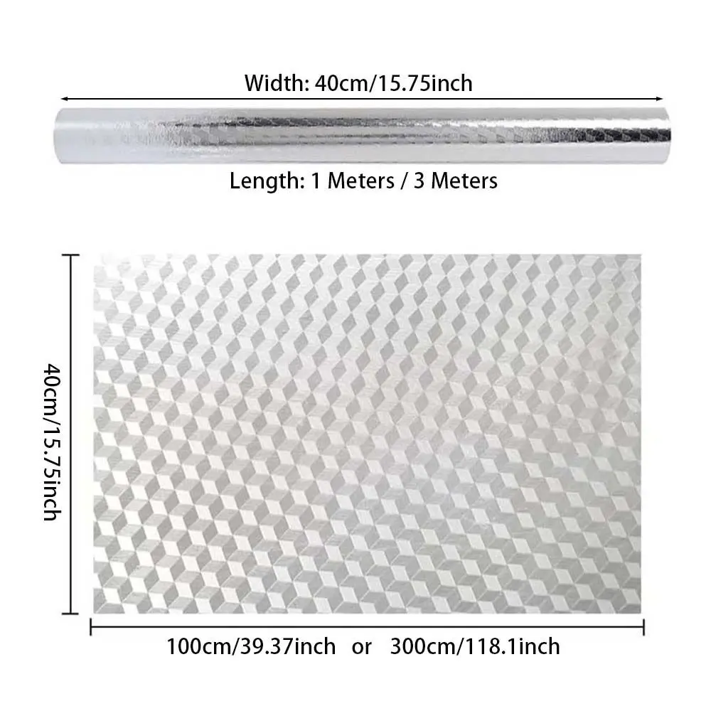 1 Roll Waterproof Aluminum Foil Wallpaper Cabinet Contact Papers Kitchen Oil-proof Self Adhesive Stickers Anti Fouling