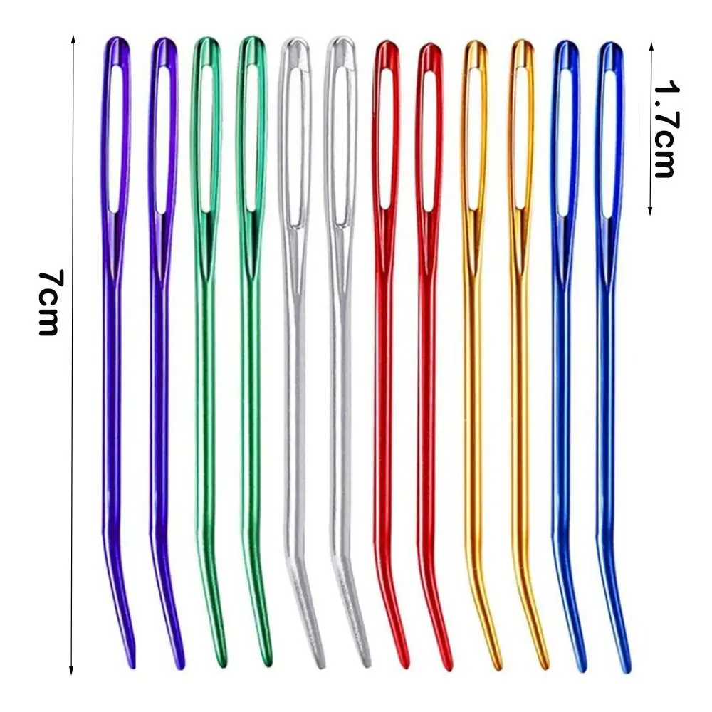 2pcs Sewing Big Eye Bent Needle Aluminum Bent Tip Tapestry Darning Knitting Needles Needlework Crafts DIY Accessories
