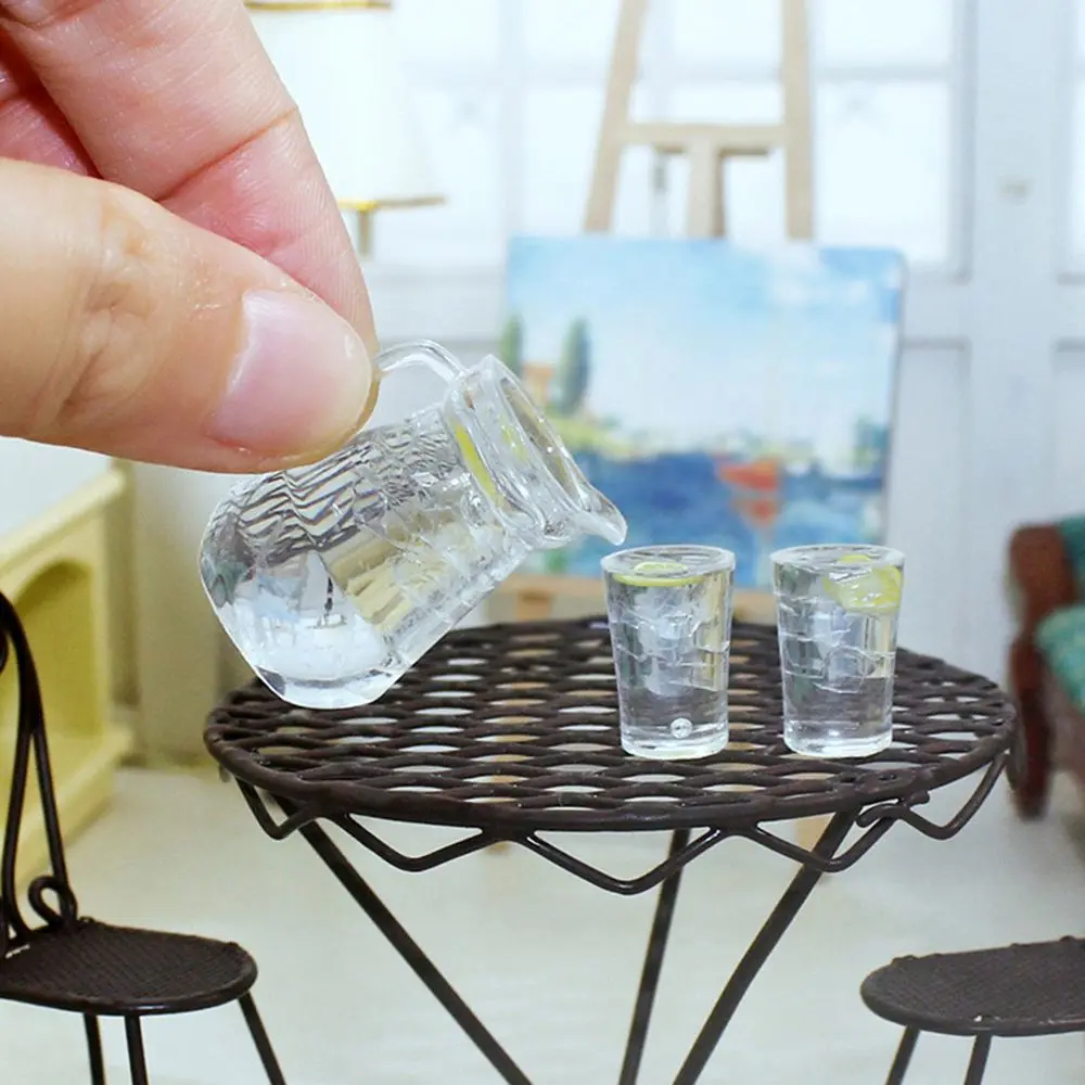 1 Set 1/12 Scale Coffee Milk Lemon Water Orange Juice Drinking Model Simulation juice Jug Cup Doll Accessories