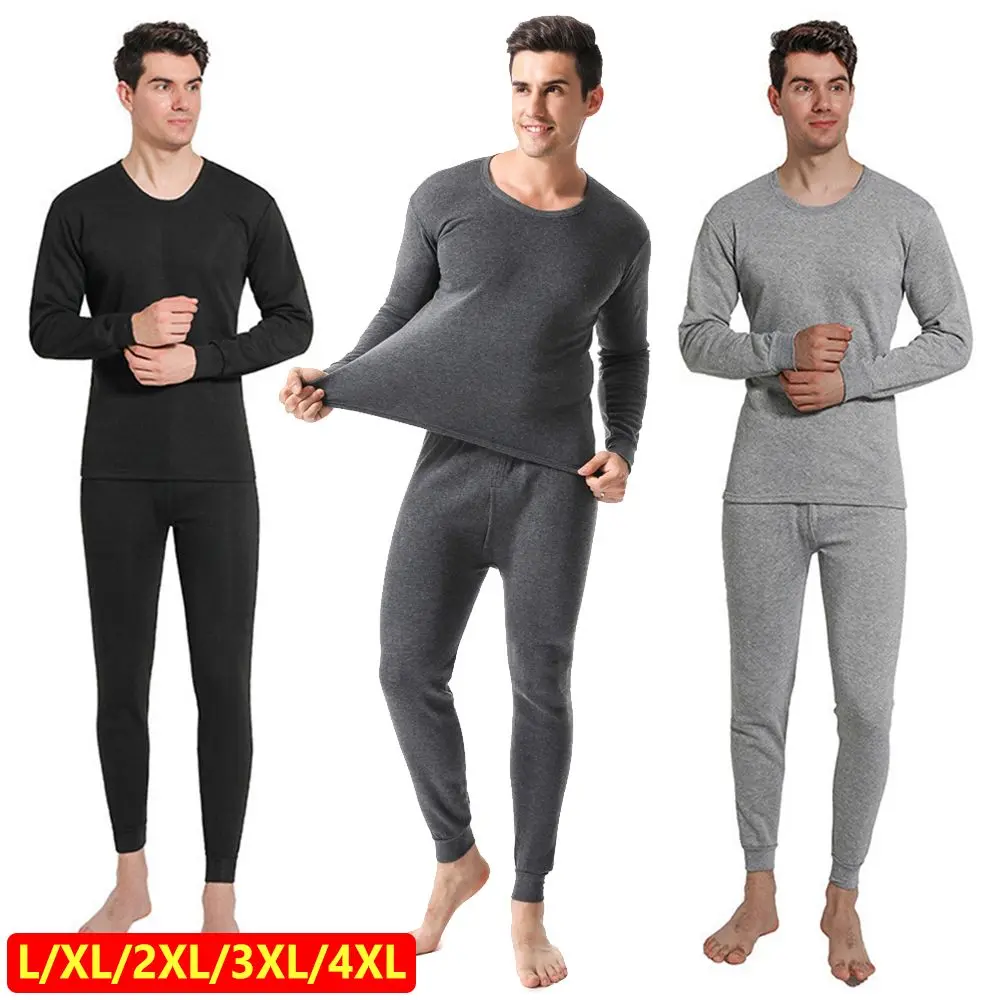 Men's Top & Bottom Set Thermal Underwear for Men Winter Soft Fleece Lined Long Johns Set Thermal Clothes