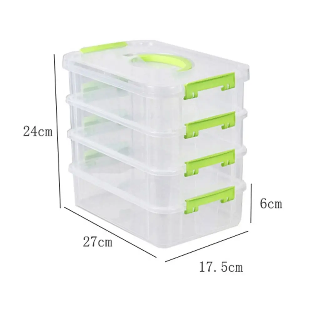 4 Layers Desk Storage Organizer 4-tiers Plastic Storage Box Stackable Transparent Box School Office Container Table Jewelry Box