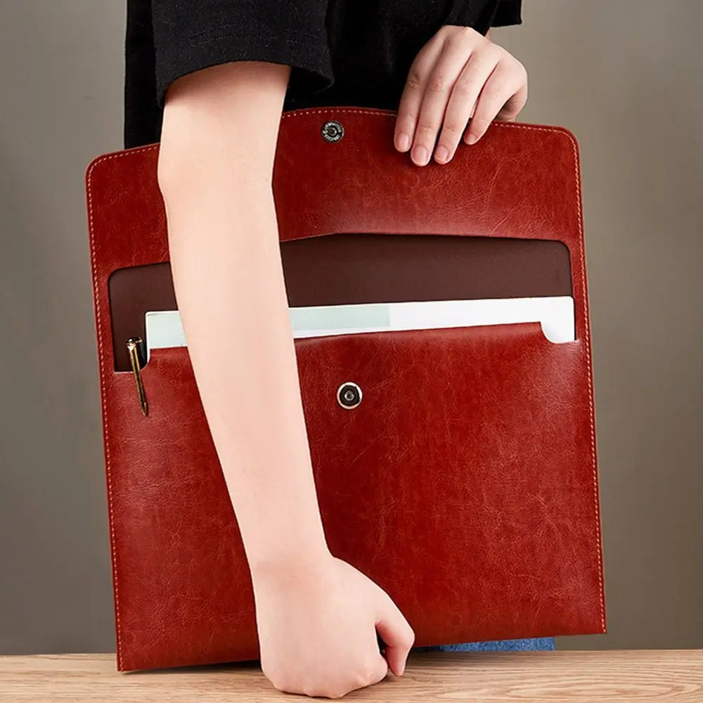 A4 A6 Fashion Briefcase Data Contract Bill File Bag Leather File Folder Data Package Document Bag Document Organiser