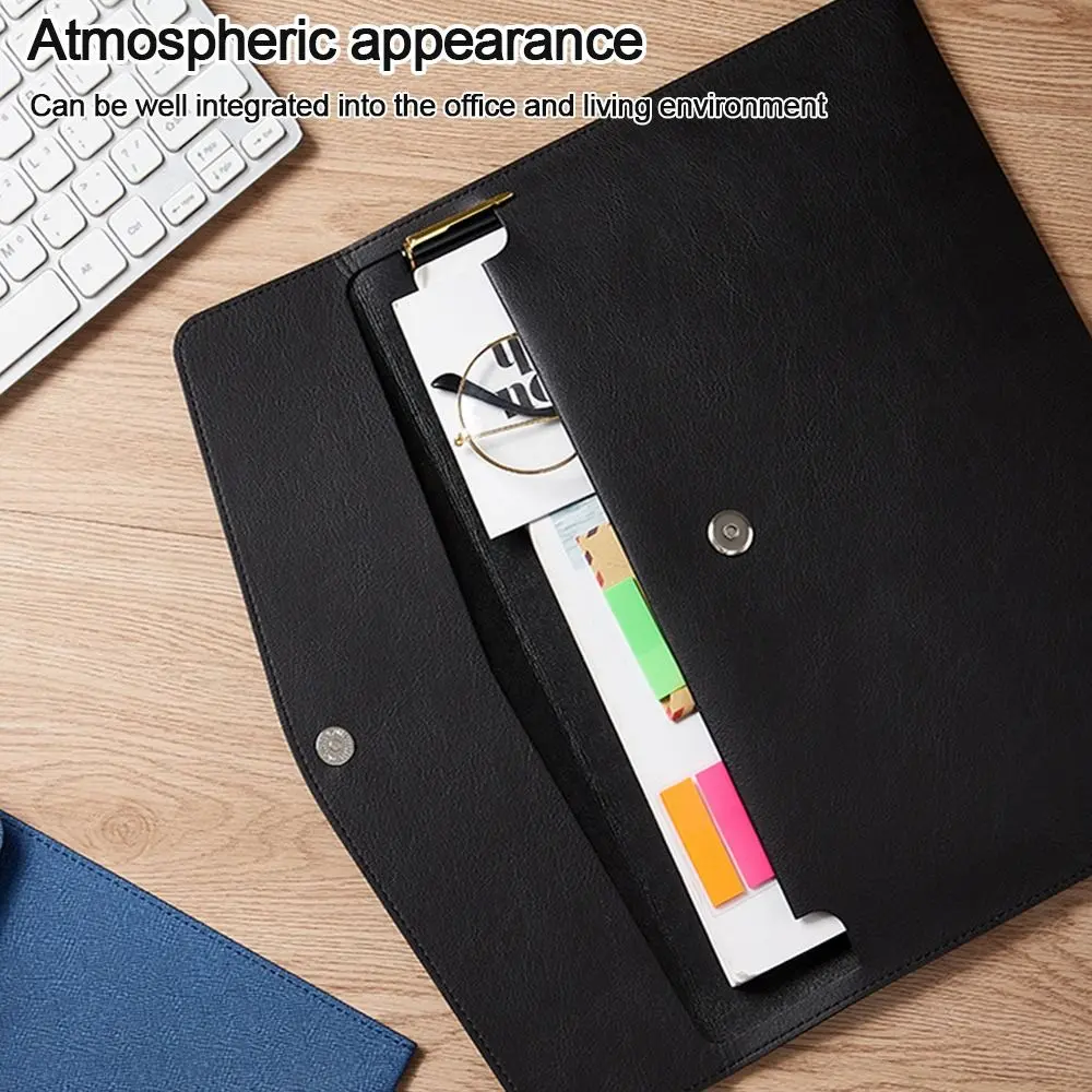 A4 A6 Fashion Briefcase Data Contract Bill File Bag Leather File Folder Data Package Document Bag Document Organiser