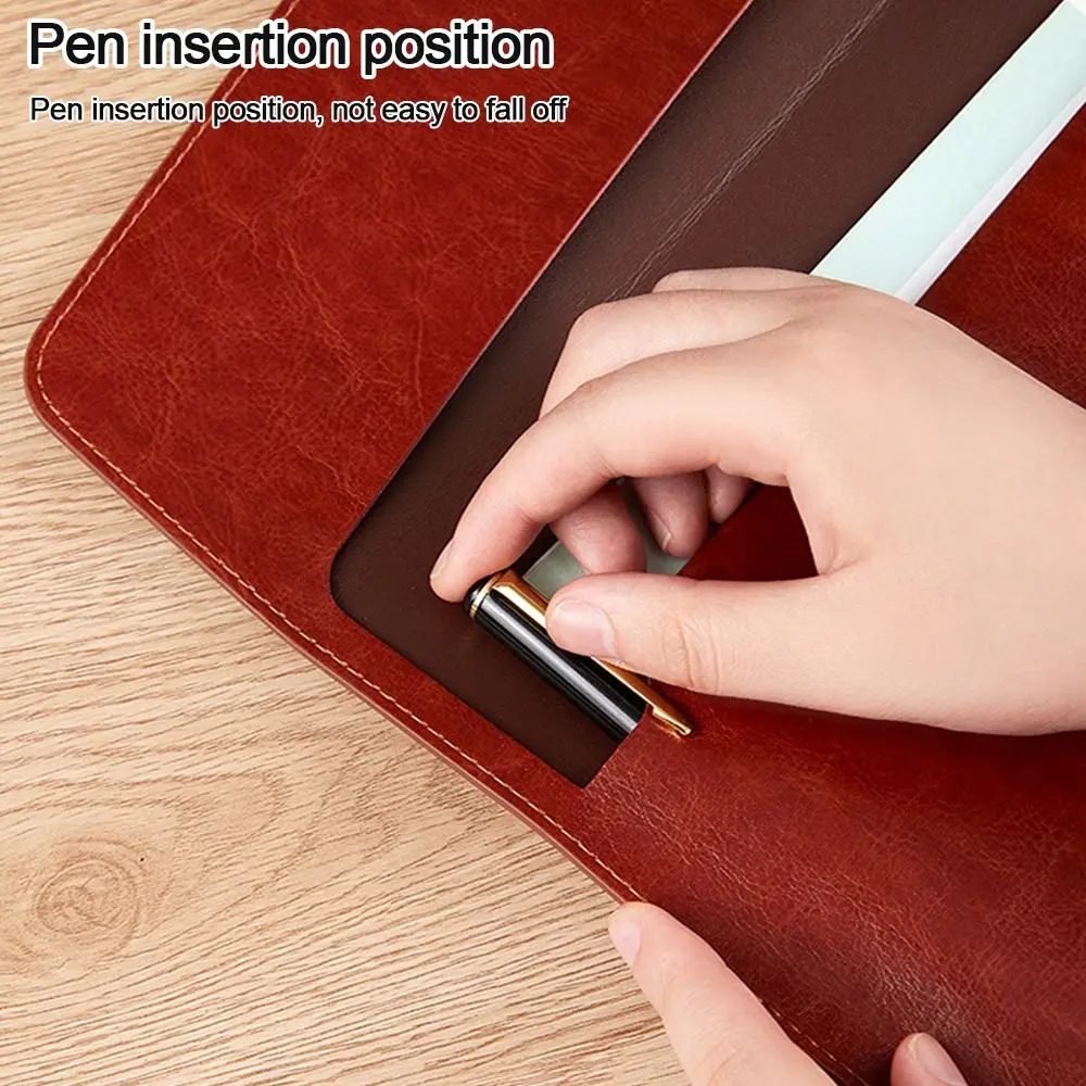 A4 A6 Fashion Briefcase Data Contract Bill File Bag Leather File Folder Data Package Document Bag Document Organiser