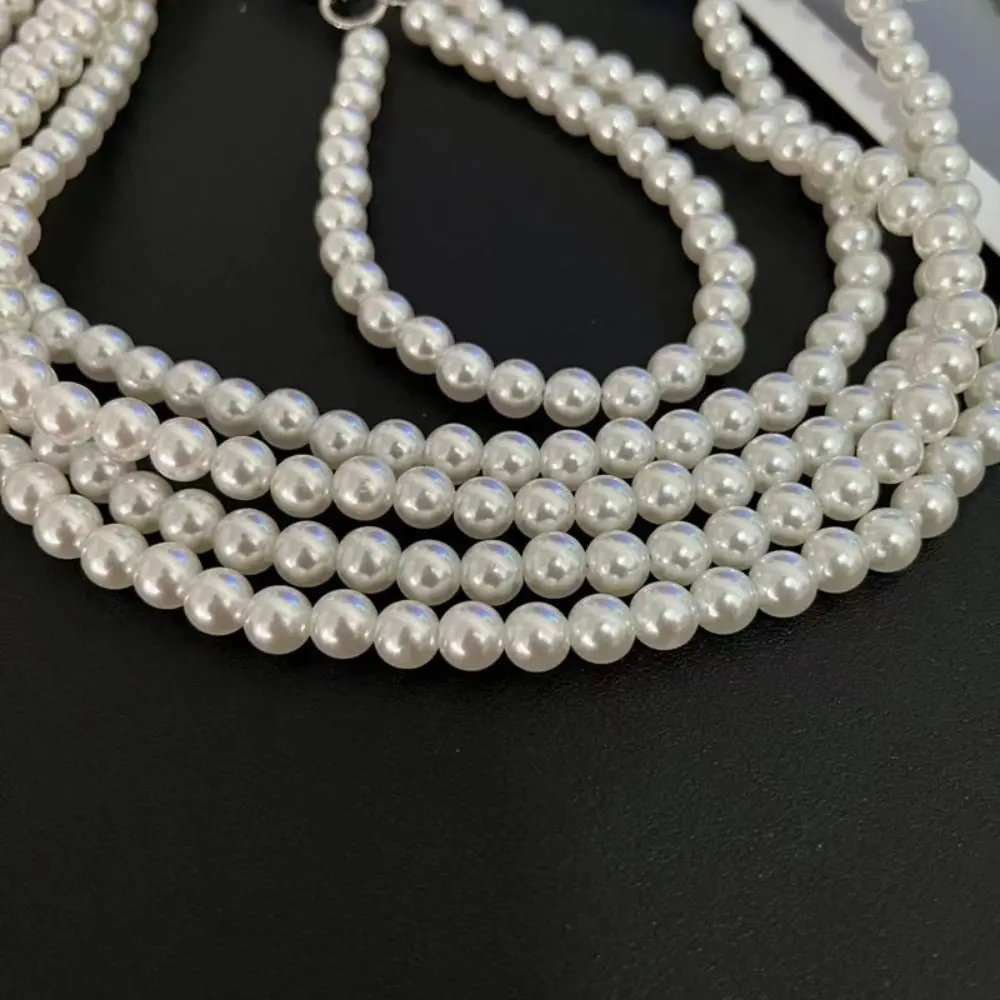 Hand-beaded Plastic Pearl Strap Phone Lanyard Long Crossbody Necklace Chain Anti-lost Sling Universal Clip Bag for Phone Case