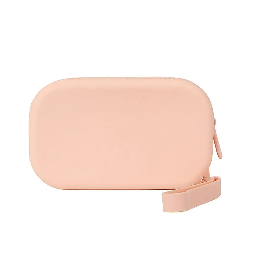 Silicone Smooth Zipper Earphone Bag Wallet Organizer Cosmetic Bag Coin Purse Women Girls