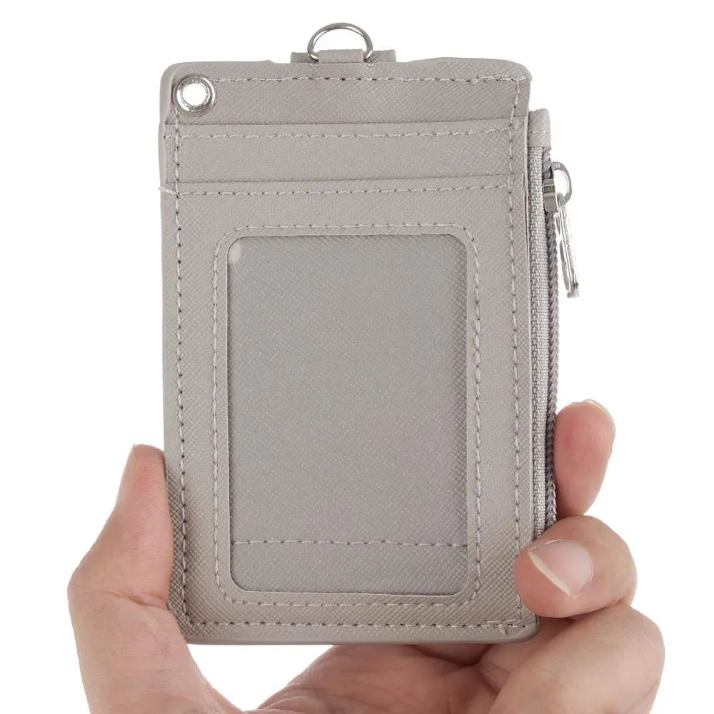 Portable Coin Purse Wallet Leather Business ID Card Credit Badge Holder Keychain