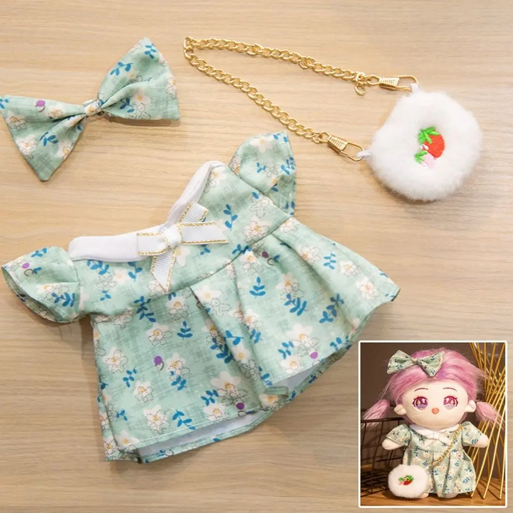 Fashion Dresses with Headband Decoration 20cm Cotton Doll Lovely Spring Summer Princess Dresses Pants Plush Dolls Clothes