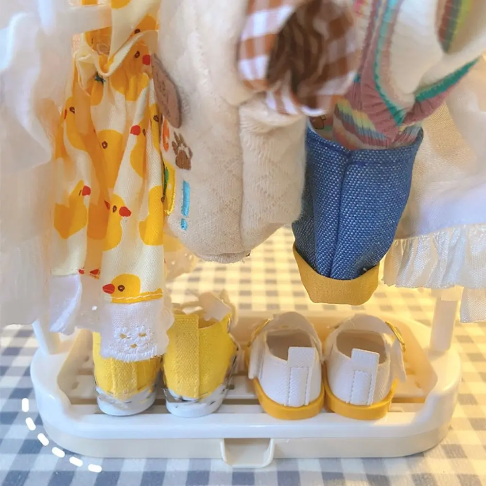 Plastic White Doll Clothes Rack Dollhouse Furniture Toy Cosplay Mini Cloth Organizer Gift Playing House 15/20cm Cotton Doll