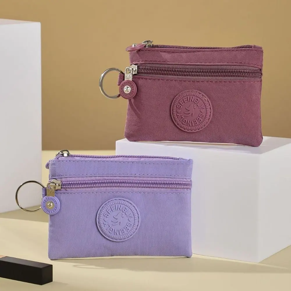 Canvas Waterproof Credit Card Holder Money Coin Purse Durable with Key Ring Wear-resistant Wallet Money Bag Male Female