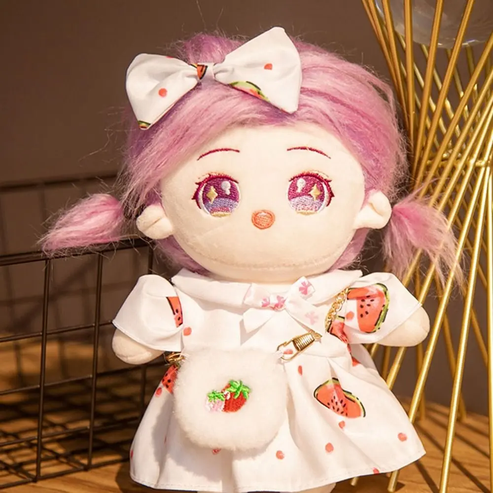 Fashion Dresses with Headband Decoration 20cm Cotton Doll Lovely Spring Summer Princess Dresses Pants Plush Dolls Clothes