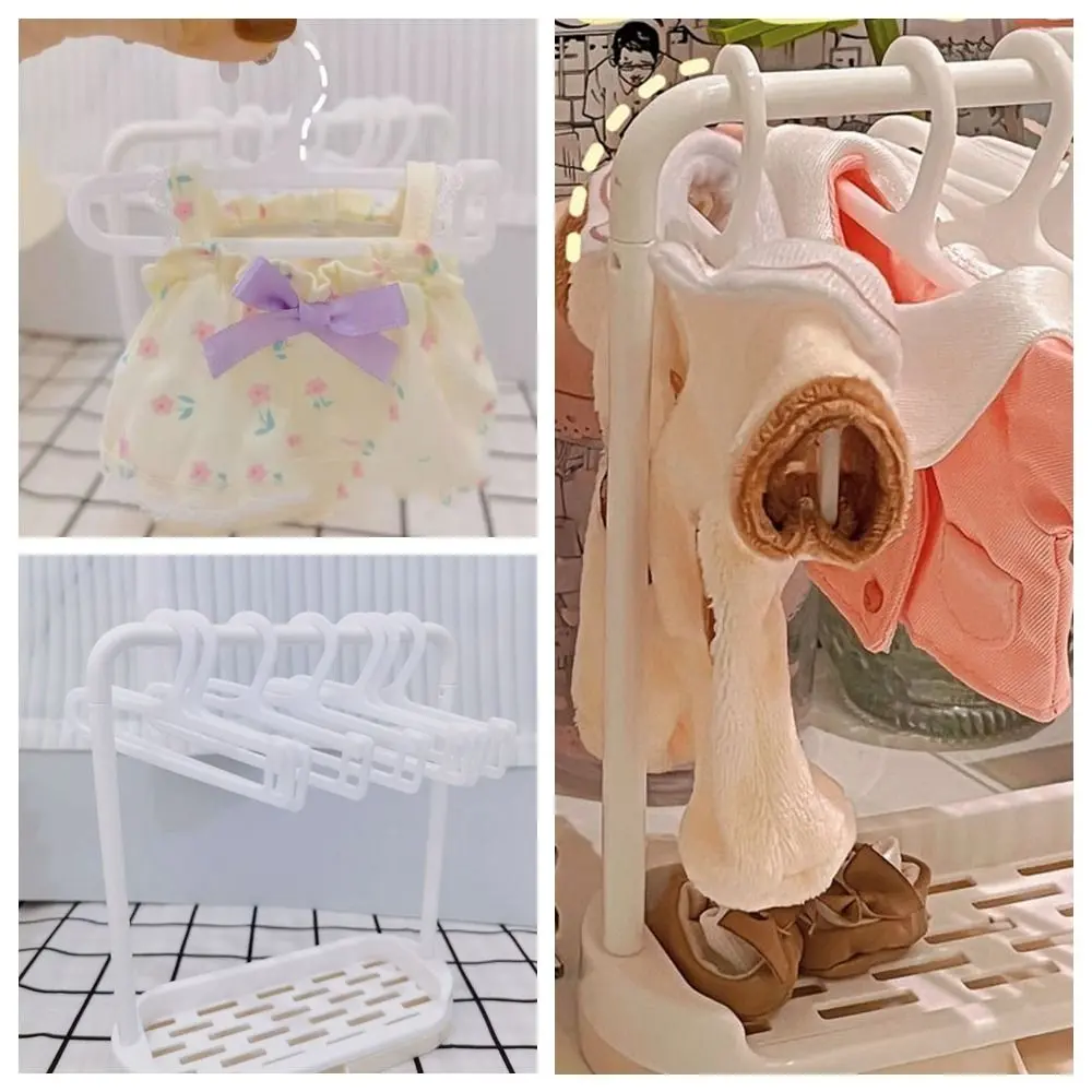 Plastic White Doll Clothes Rack Dollhouse Furniture Toy Cosplay Mini Cloth Organizer Gift Playing House 15/20cm Cotton Doll