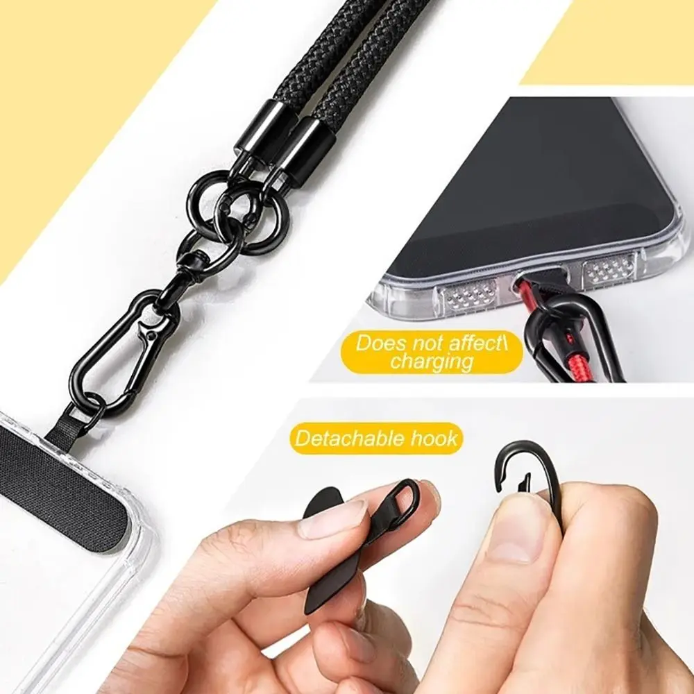 120cm Rotatable Clasp Rope Long Cross-body Lanyard Phone Case Adjustable Detachable Climbing Neck Strap Chain Cord with Patch