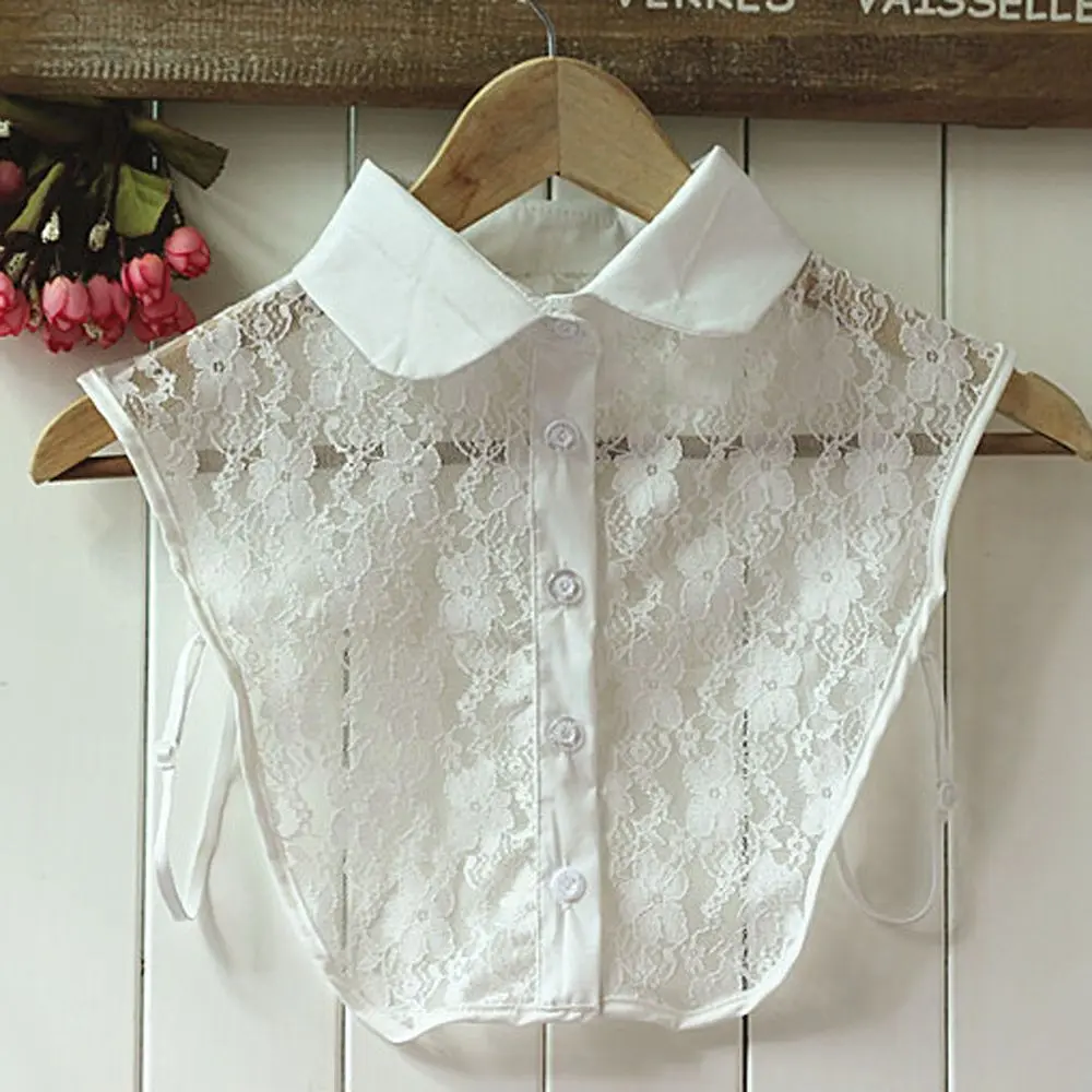White & Black Blouse Detachable Collars False Collar Solid Shirt Lace False Collar Women Clothes Accessories