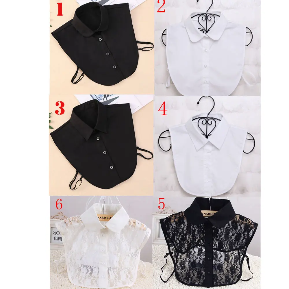 White & Black Blouse Detachable Collars False Collar Solid Shirt Lace False Collar Women Clothes Accessories