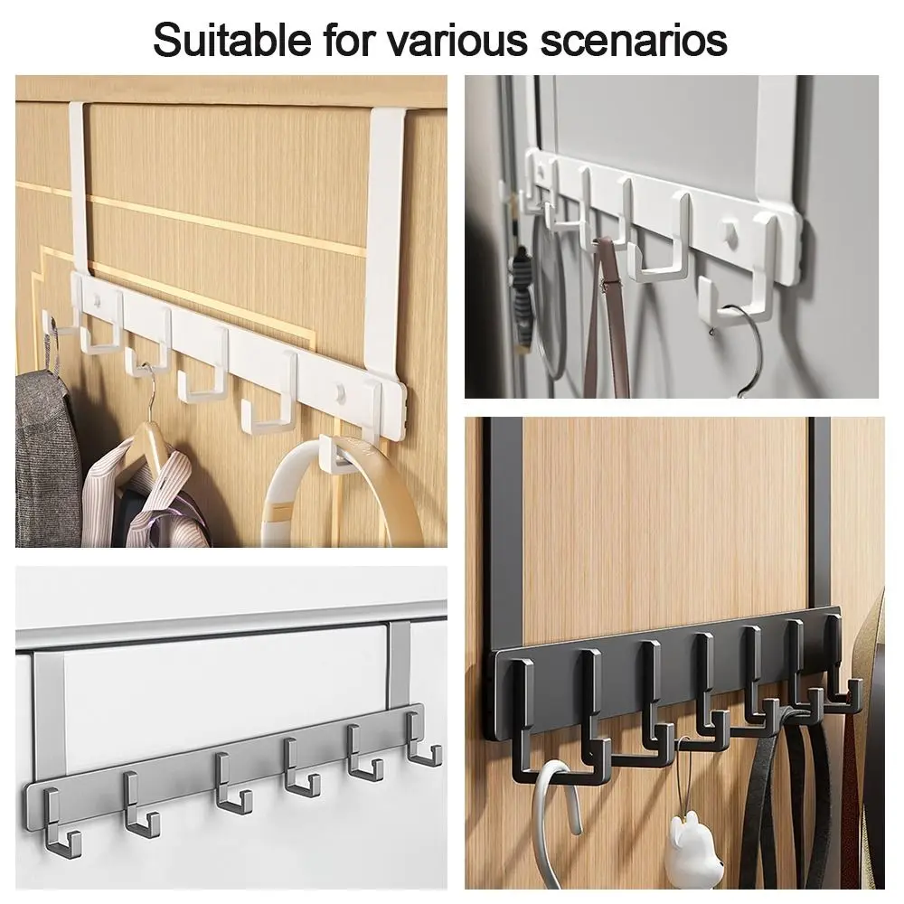 6 Hooks Clothes Coat Hat Towel Hanger Home Bathroom Organizer Rack Hooks Over The Door Kitchen Accessories Holder