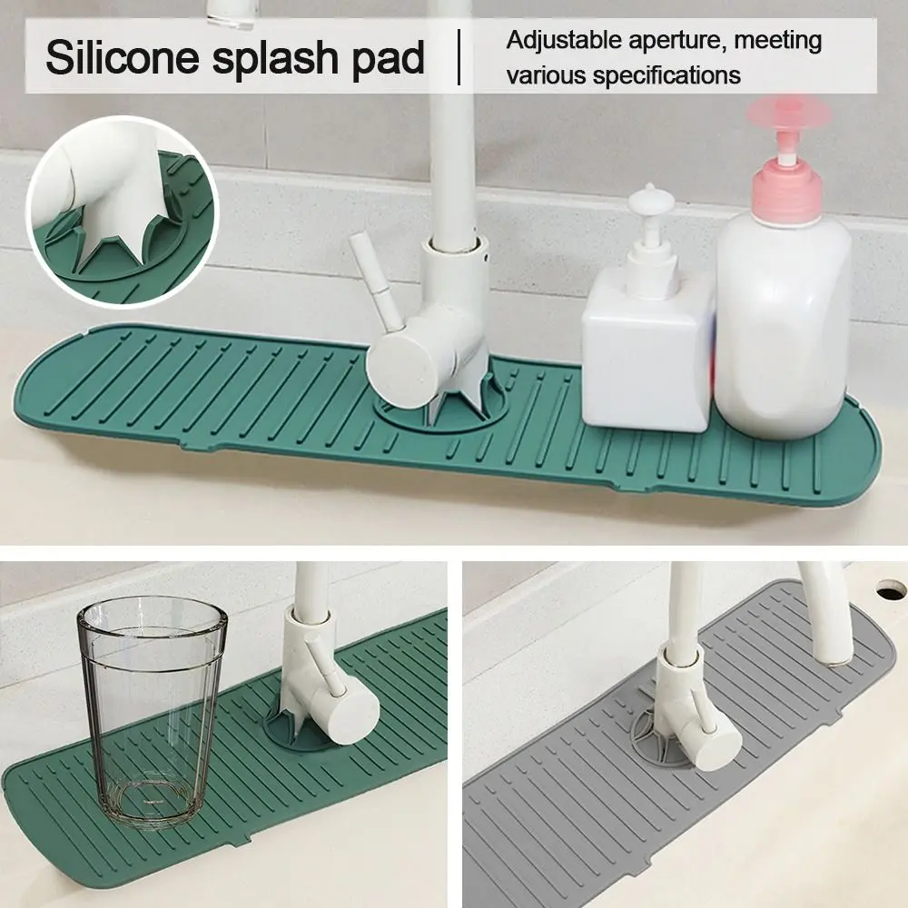 Silicone Faucet Mat Large Sink Splash Pad Countertop Protector Bathroom Water Ripples Faucet Water Catcher Mat
