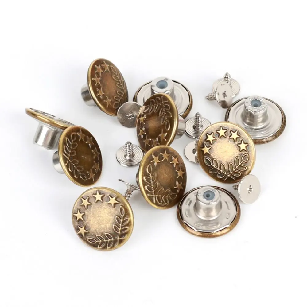 10Pcs/pack 17mm Nail Free Adjustable Waist Extenders Buttons Jeans Waist Buttons Detachable Clothing Pants Waist Buckle