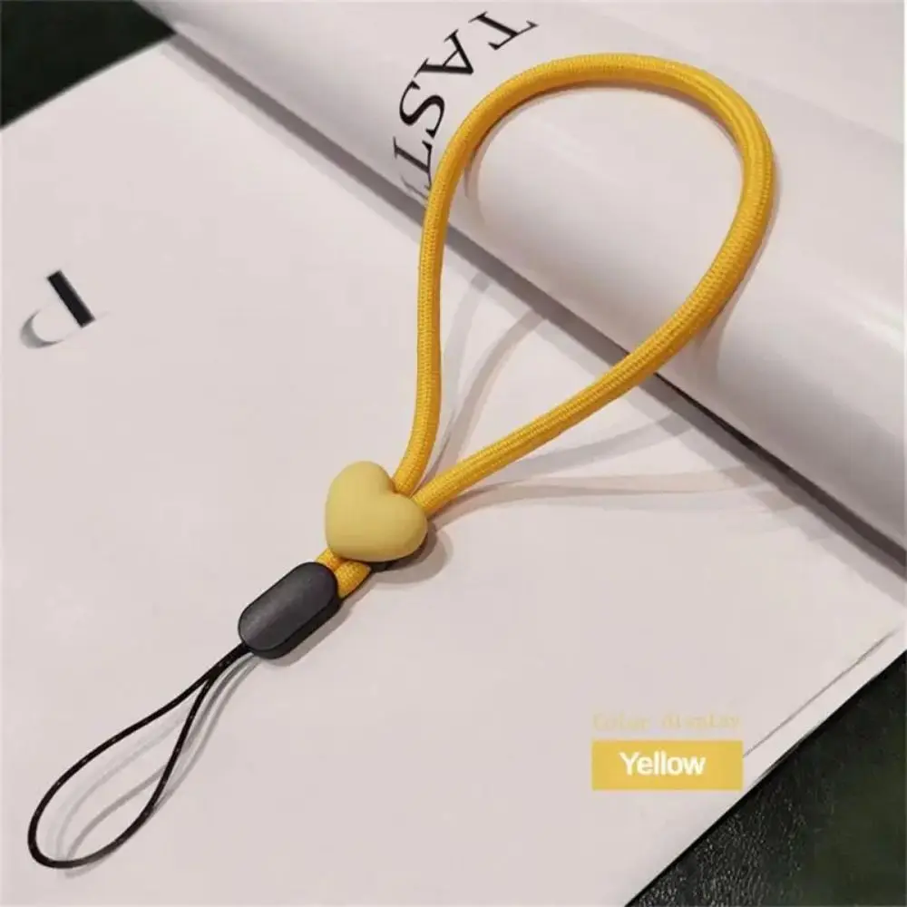 Lanyard For Keys Phone Strap Elastic Mobile Phone Lanyard Mobile Phone Short Wrist Strap Peach Heart Resin Accessories