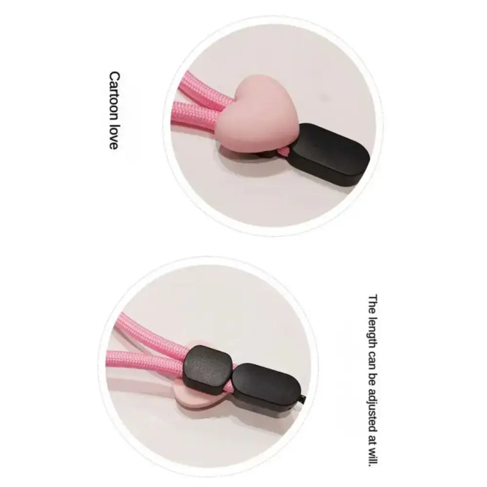 Lanyard For Keys Phone Strap Elastic Mobile Phone Lanyard Mobile Phone Short Wrist Strap Peach Heart Resin Accessories