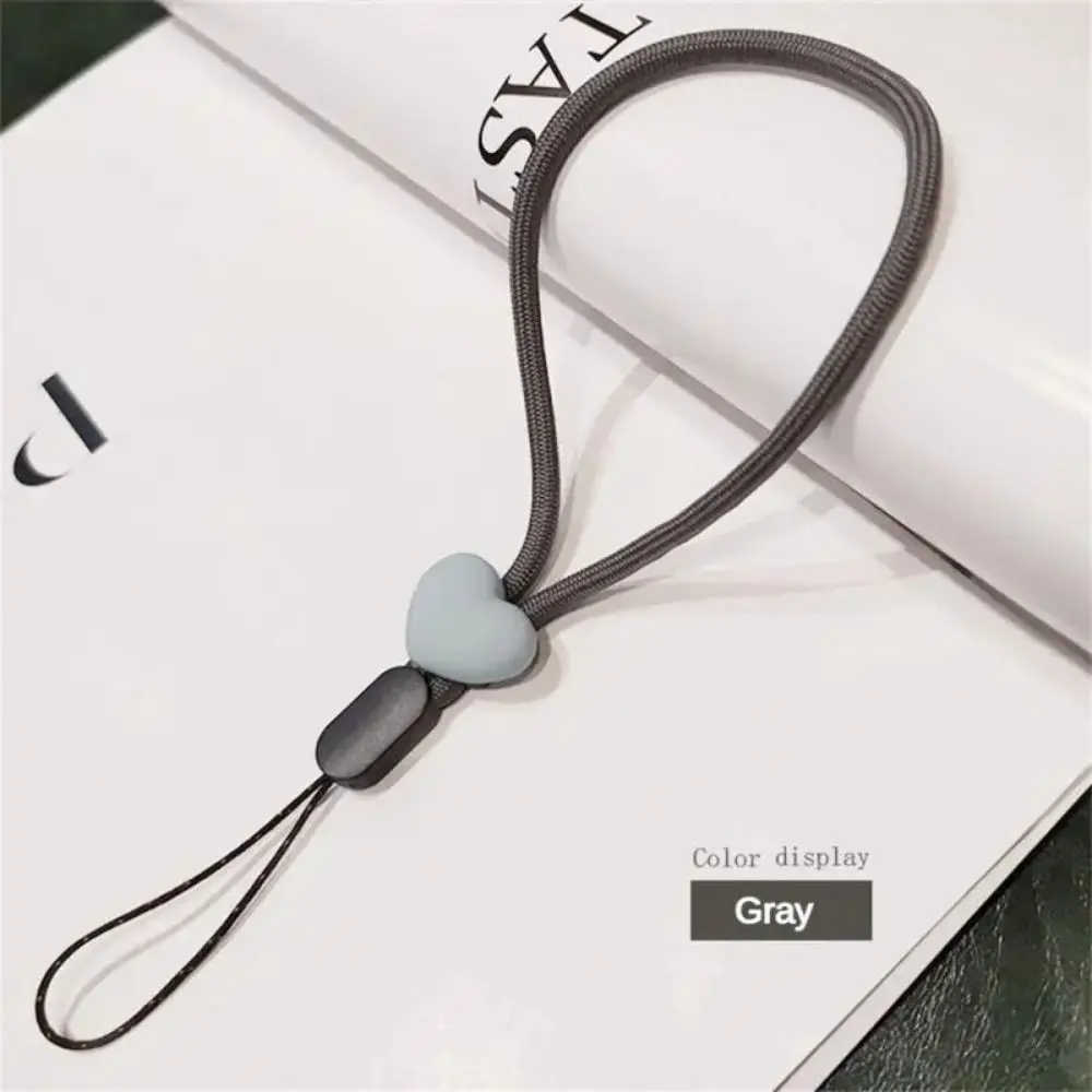 Lanyard For Keys Phone Strap Elastic Mobile Phone Lanyard Mobile Phone Short Wrist Strap Peach Heart Resin Accessories