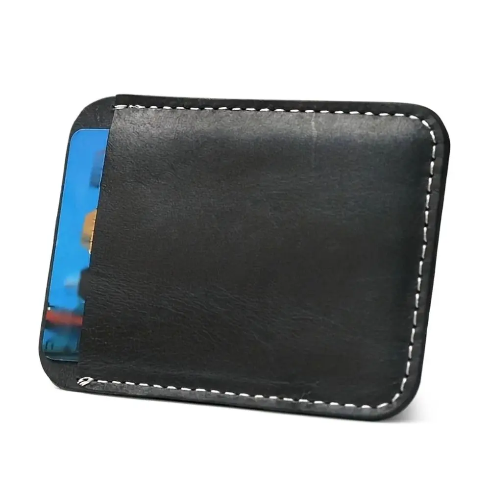Men Credit Card Slot Slim Bills Metal Cash Clamp Thin Genuine Leather Money Clip Mini Wallet for Man Small Billfold Holder