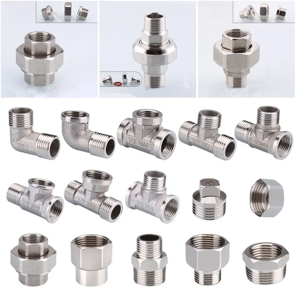 Stainless steel 1/2" 3/4" BSP Female Male Thread Tee Type Reducing Elbow Butt joint adapter Adapter Coupler Plumbing fittings