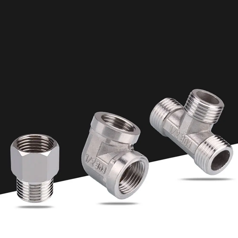 Stainless steel 1/2" 3/4" BSP Female Male Thread Tee Type Reducing Elbow Butt joint adapter Adapter Coupler Plumbing fittings