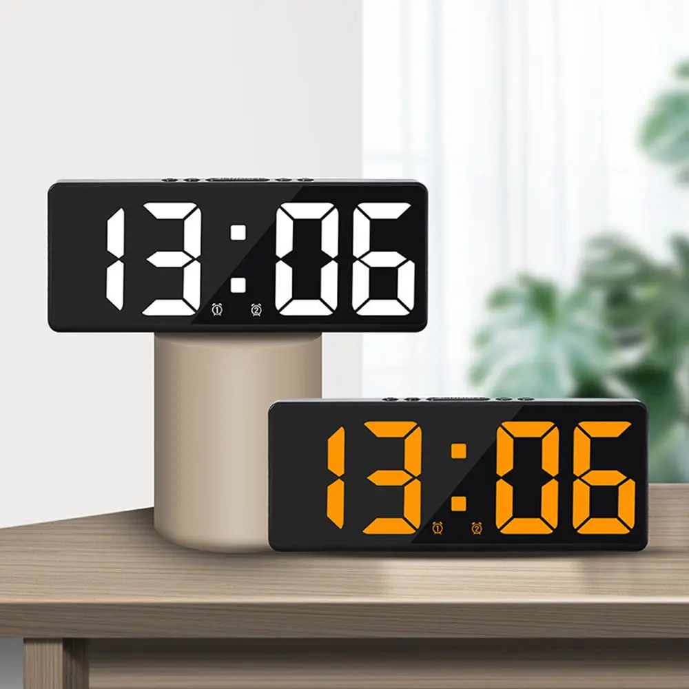 Teperature Snooze Night Mode Desktop Table Clock Voice Control Digital Alarm Clock 12/24H Anti-disturb Funtion LED Clocks Watch