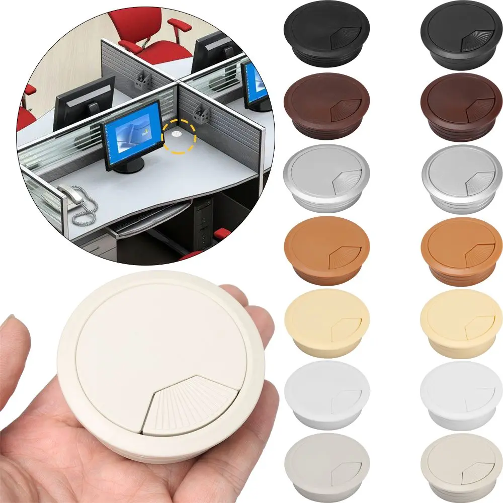 PC Computer Desk Round Wire Tidy Grommet 60/80mm Desk Table Plastic Cable Hole Cover Organizer
