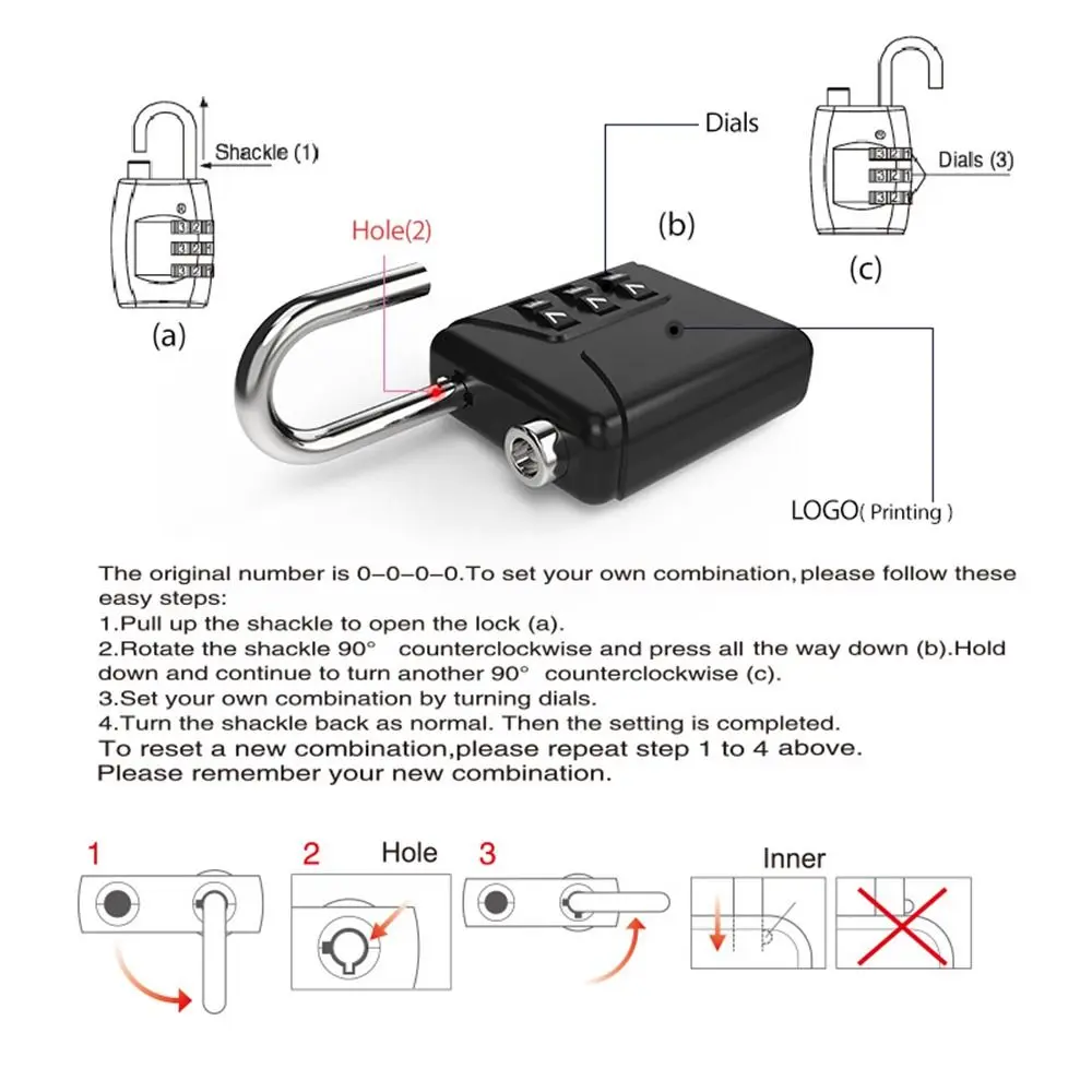 Student Dormitory Cabinet Password Lock Mini Password Padlock Trolley Case Password Lock Backpack Zipper Lock