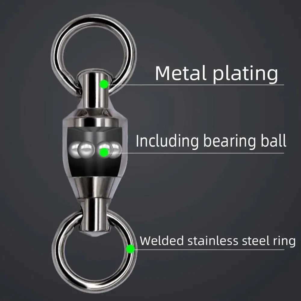 5Pcs/Pack Stainless Steel Hooked Snap Rolling Swivel Lure Connector Bearing Swivel Oval Split Rings Jig Connecting Ring Fishing