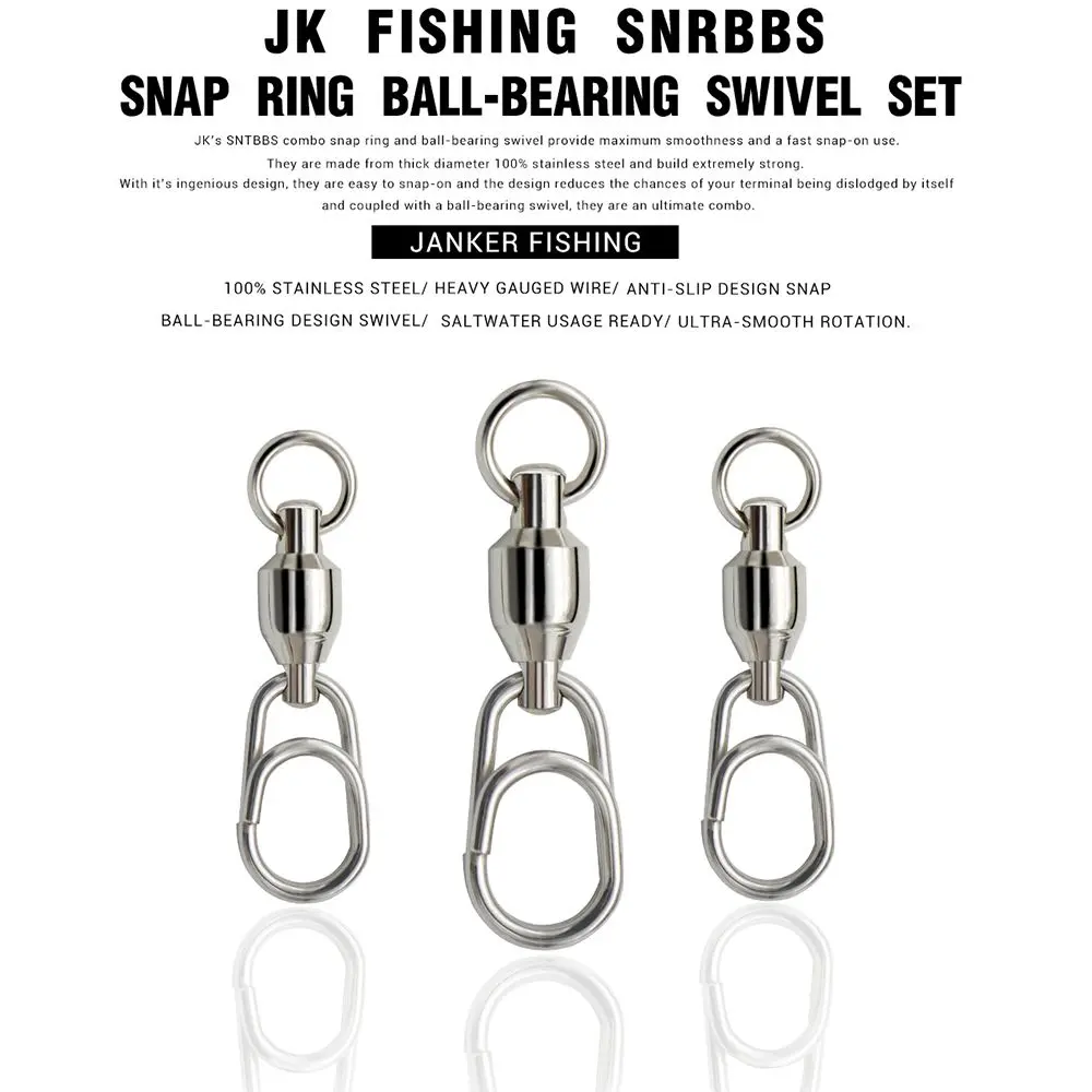 5Pcs/Pack Stainless Steel Hooked Snap Rolling Swivel Lure Connector Bearing Swivel Oval Split Rings Jig Connecting Ring Fishing