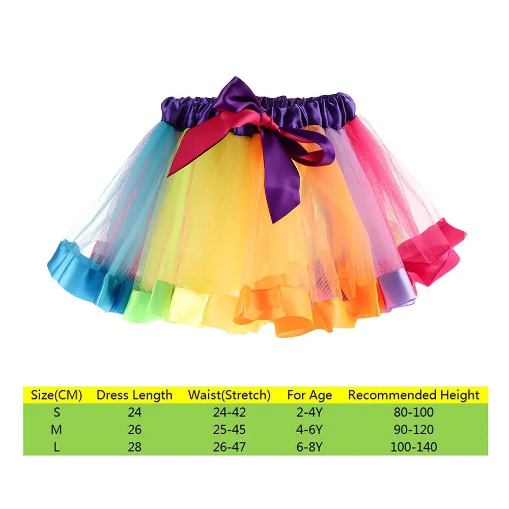Party Dancewear Tulle Tutu Skirt Dresses Kids Baby Girl Toddler Rainbow Princess Dress Gift