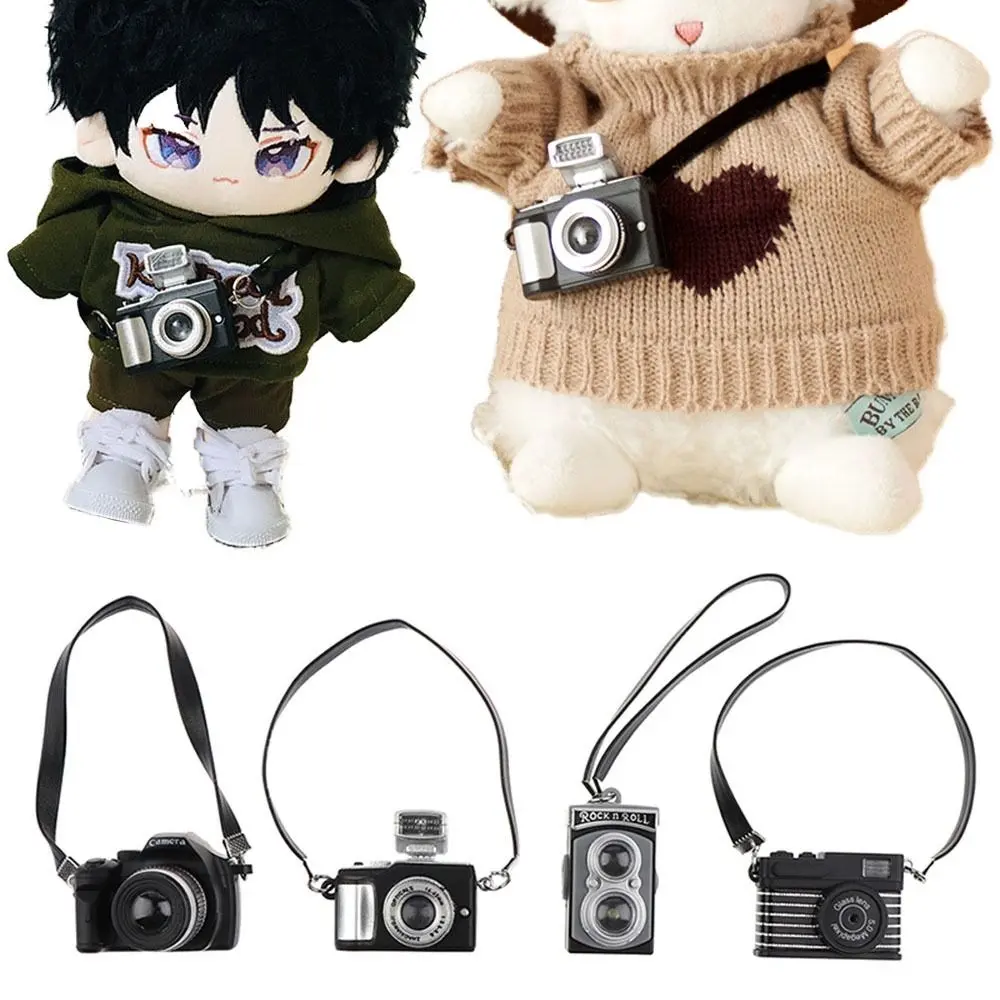 Dollhouse Camera Dollhouse Multicolor Dolls Camera Plastic Shutter and Flash Miniature Camera with Belt Toys