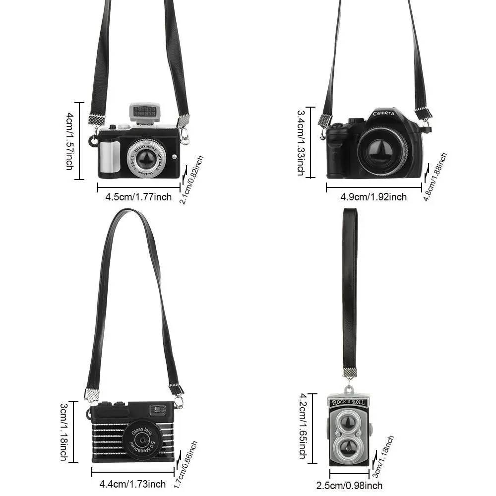 Dollhouse Camera Dollhouse Multicolor Dolls Camera Plastic Shutter and Flash Miniature Camera with Belt Toys