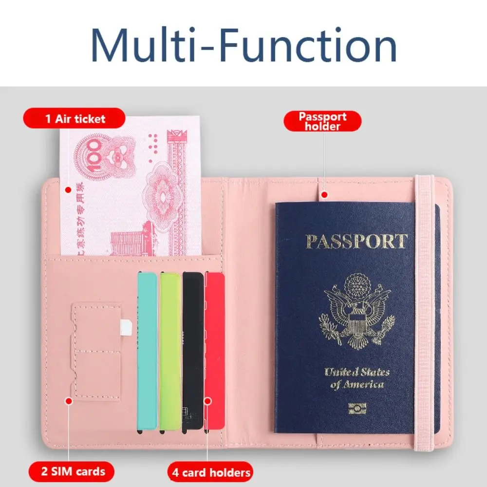 Multi-Function Credit ID Card Women Men PU RFID Passport Cover Passport Protector Wallet Business Document Cover