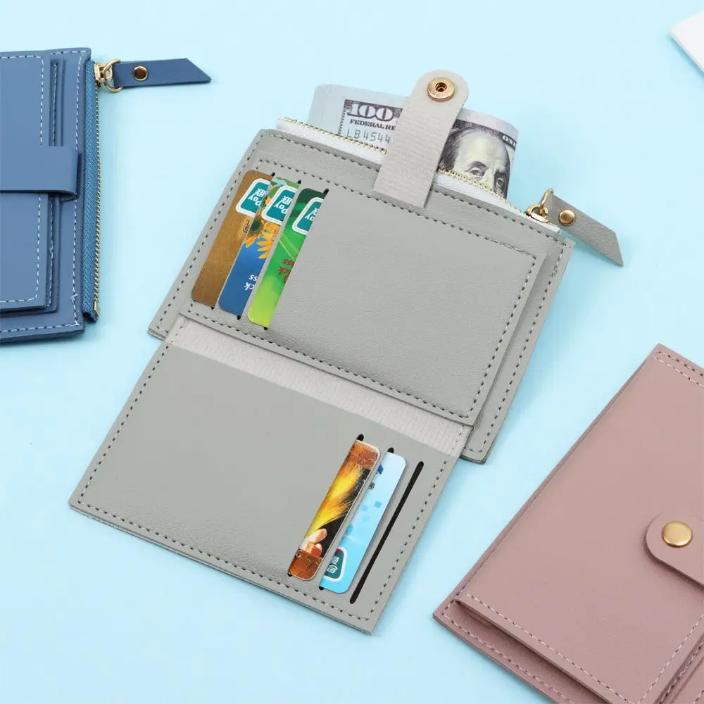 Women Credit Card Holder Bags Fashion Small Wallet Purse Solid Color PU Leather Mini Coin Purse Wallet