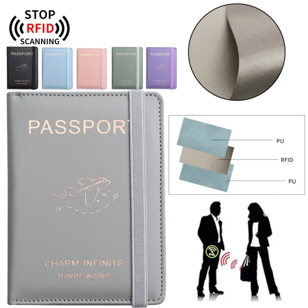 Multi-Function Credit ID Card Women Men PU RFID Passport Cover Passport Protector Wallet Business Document Cover