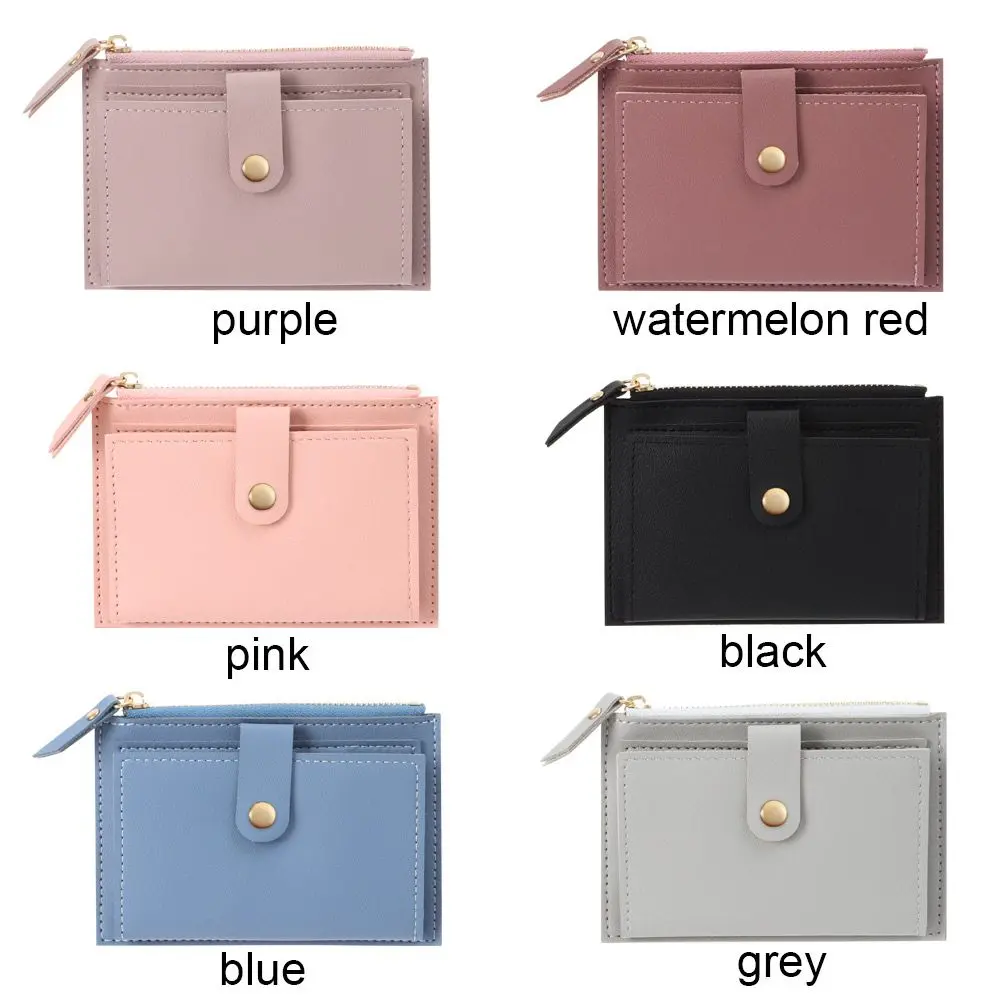 Women Credit Card Holder Bags Fashion Small Wallet Purse Solid Color PU Leather Mini Coin Purse Wallet