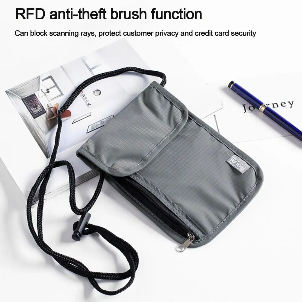 Travel document Card passport Bag Waterproof RFID Nylon storage bag Neck Wallet Money Document Card Passport Pouch