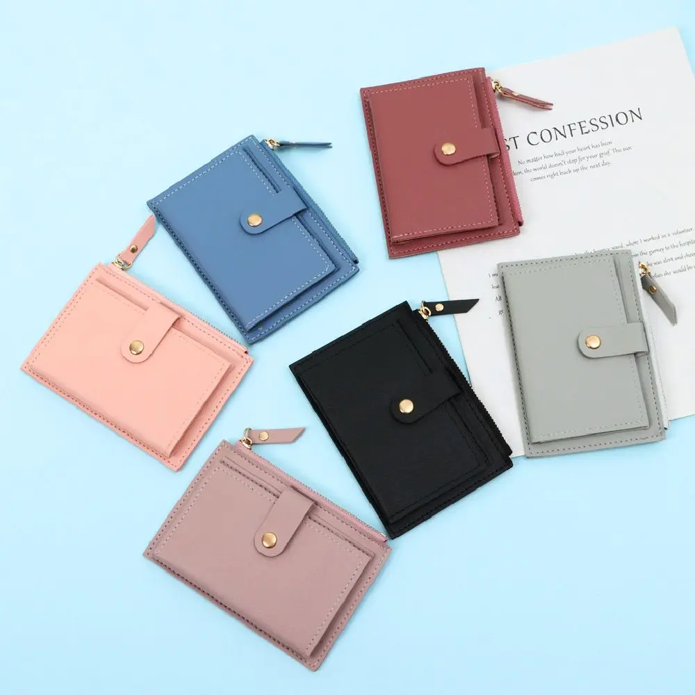 Women Credit Card Holder Bags Fashion Small Wallet Purse Solid Color PU Leather Mini Coin Purse Wallet