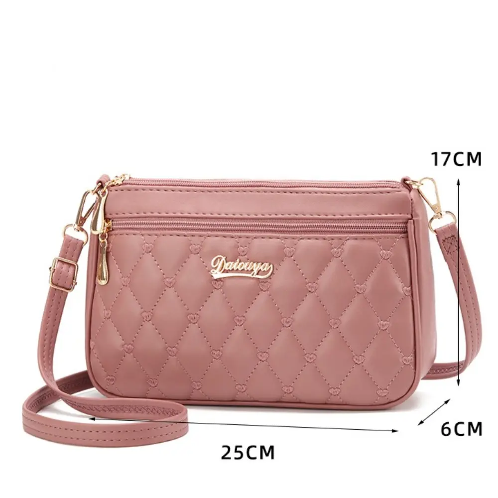 PU Leather Zipper New Fashion Shoulder Bag Crossbody Bags for Women Large Capacity Embroidery Thread Small Purse and Handbags