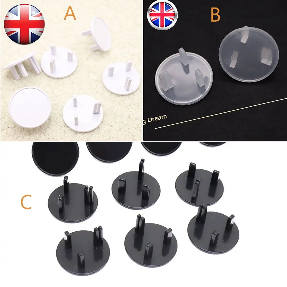 10Pcs ABS Round Shape Protector Plug Cover Outlet Safety Baby UK Power Socket Guard