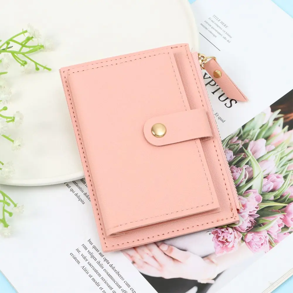 Women Credit Card Holder Bags Fashion Small Wallet Purse Solid Color PU Leather Mini Coin Purse Wallet