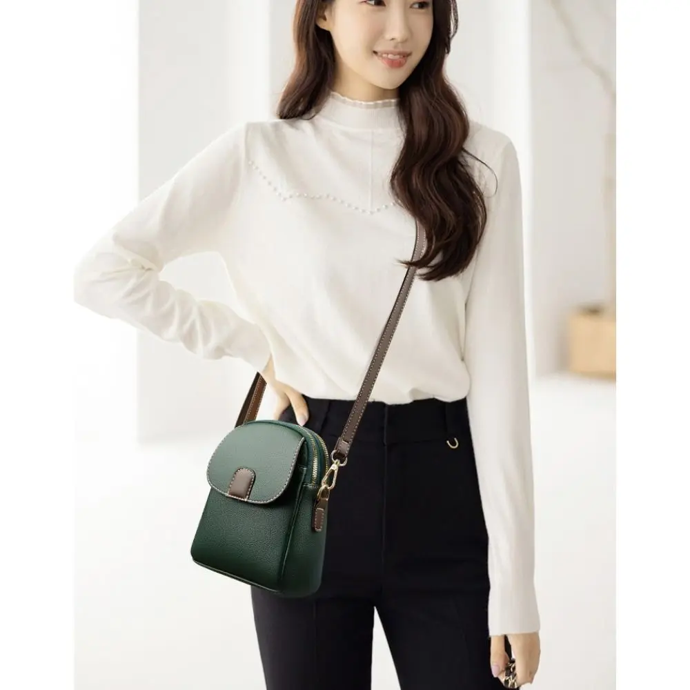 Casual Trendy Leather Handbag Bag Mini Square Bags Bag Versatile Crossbody Shoulder Bag Cellphone Bag for Women Girl