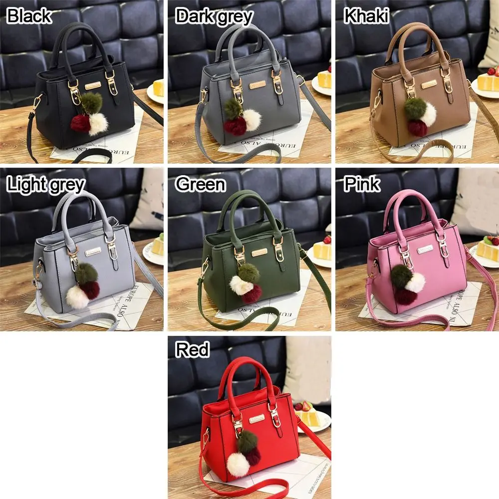 Fashion Women Crossbody Leather Tote Bag Handbag Shoulder Purse With Hairball Pendant Luxury Messenger Bag