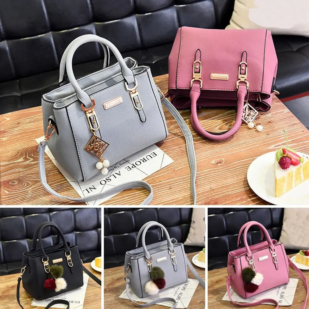 Fashion Women Crossbody Leather Tote Bag Handbag Shoulder Purse With Hairball Pendant Luxury Messenger Bag